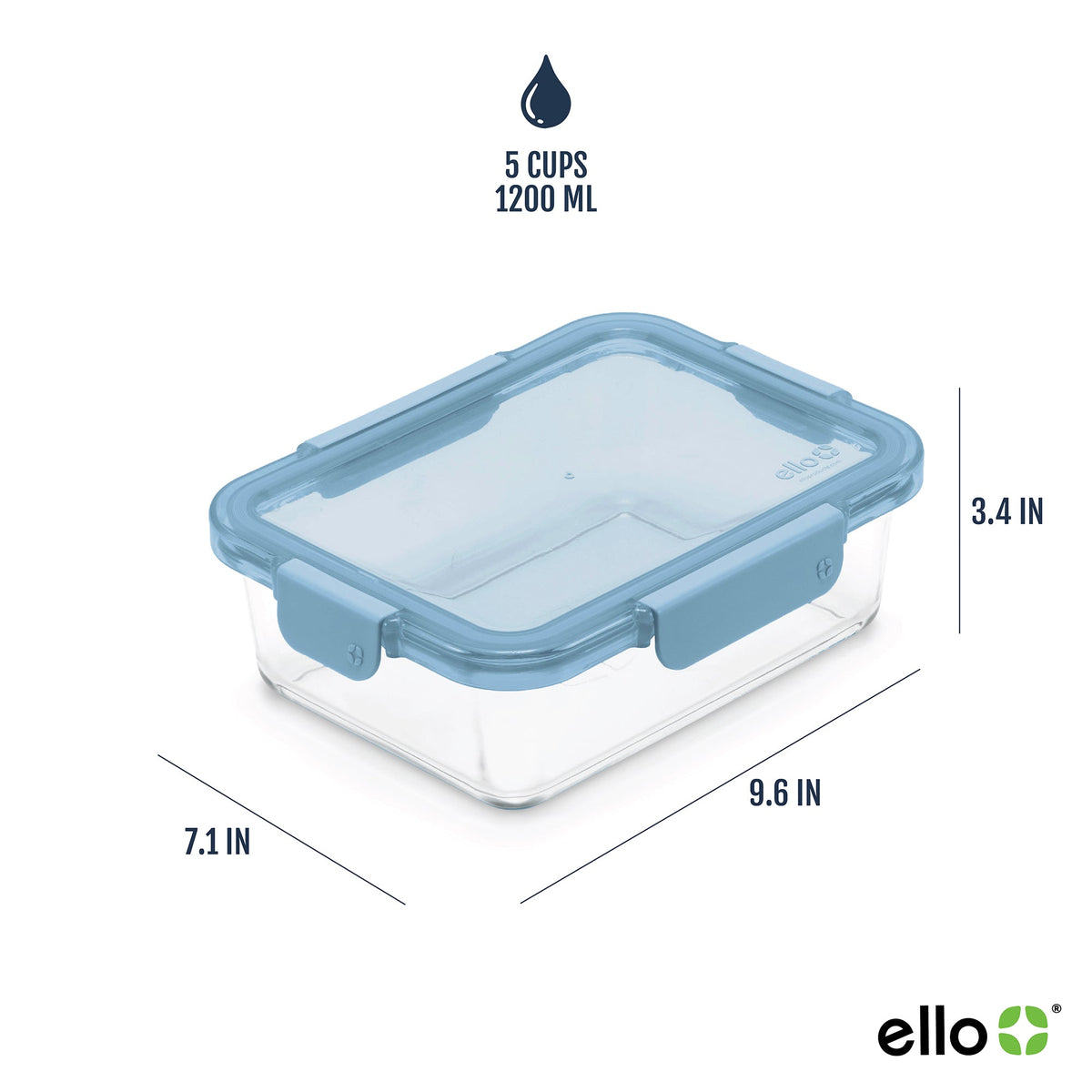 Color Lock® Glass Food Storage, 5 Cup Set of 5