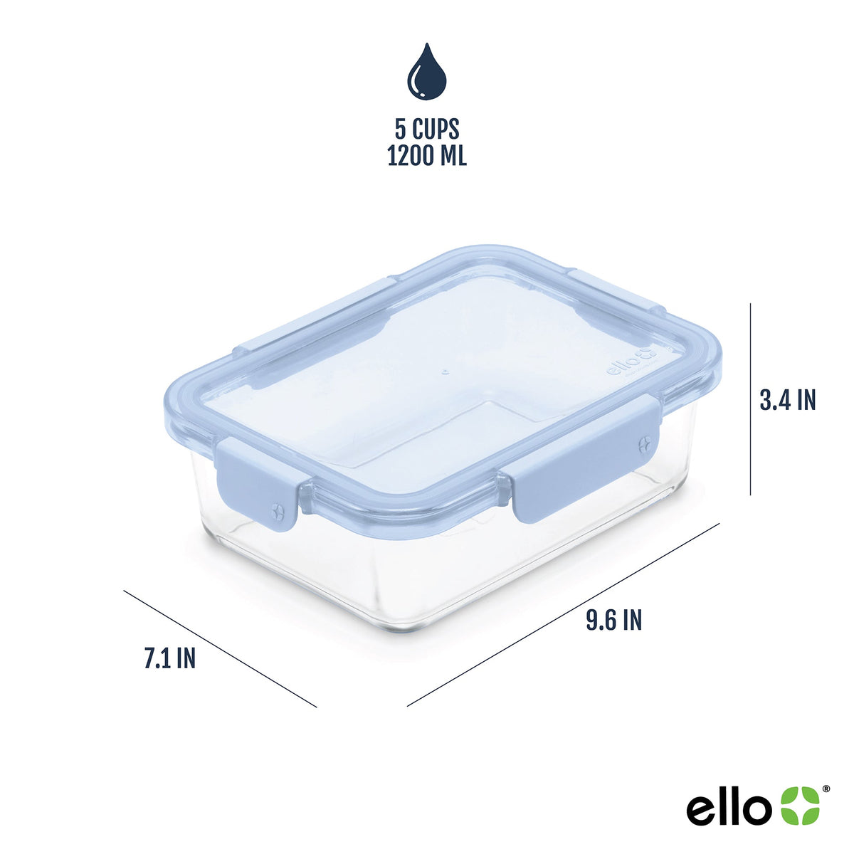 Color Lock® Glass Food Storage, 5 Cup Set of 5