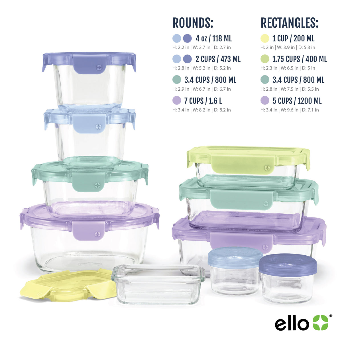 Color Lock® Glass 20pc Mixed Meal Prep Set