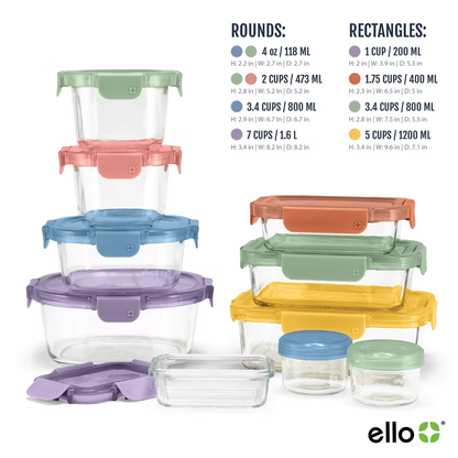 Color Lock® Glass 20pc Mixed Meal Prep Set