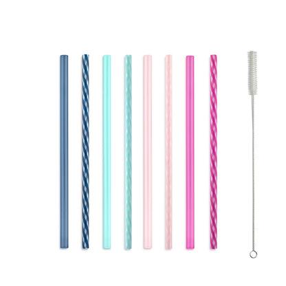 Plastic Reusable Straws - 8 Pack Set